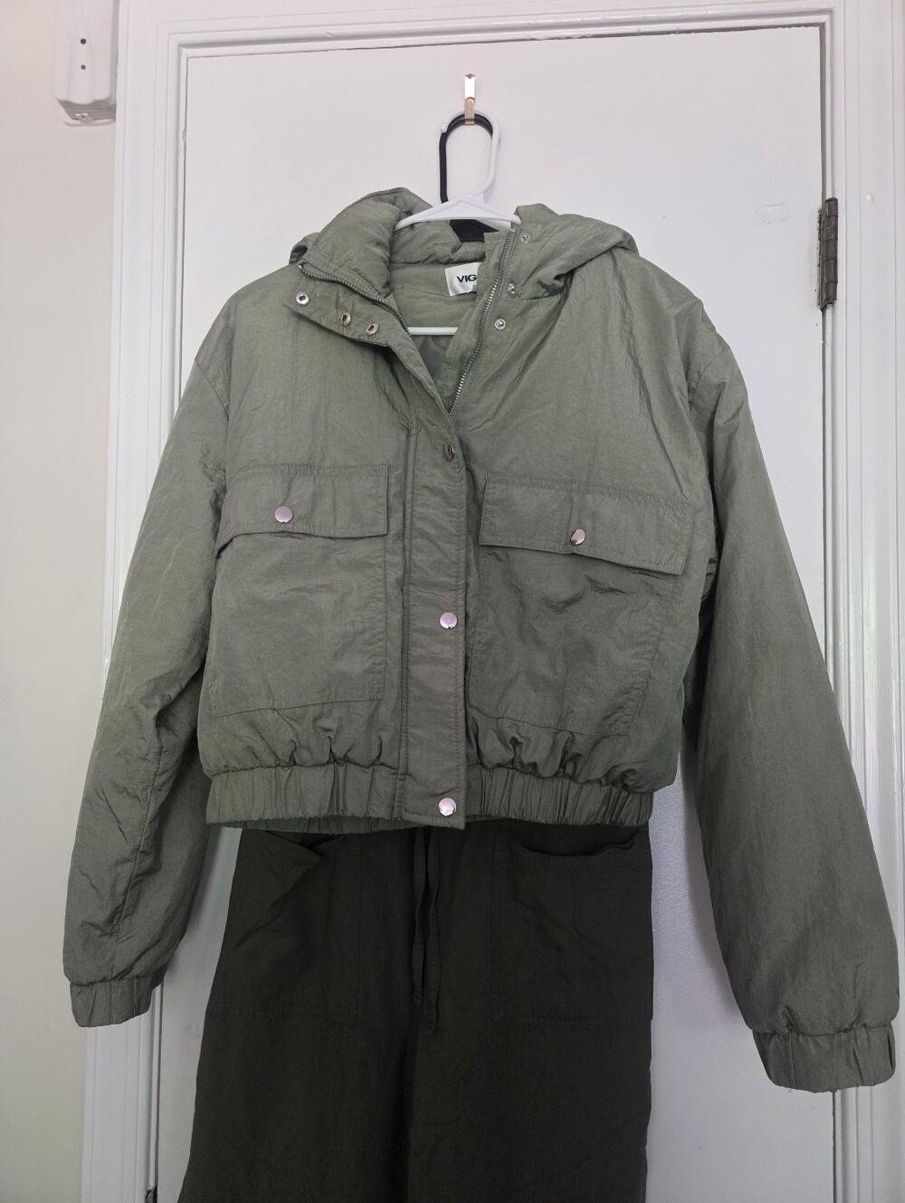 Vigoss Olive Green Hooded Bomber Jacket